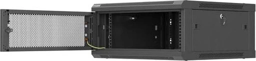 Lanberg WF01 Series 19" Wandschrank 4HE, hängend, Flatpack, Gitternetztür, IP20, RAL 9004, 600mm tief