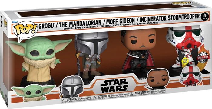 FunKo Pop! - Star Wars - Grogu / The Mandalorian / Moff Gideon / Incinerator Stormtrooper - 4 Pack
