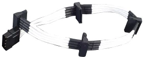 SilverStone SATA-Stromadapter 4-Pin [IDE] auf 4x 15-Pin [SATA] 20cm, sleeved weiß (SST-PP07-BTSW / 40099)