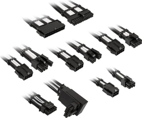 Kolink Core Pro Braided Cable Extension Kit 12V-2x6, Typ 2, Sense-Pins an der Unterseite, Jet Black/Brilliant White (COREPRO-EK-12VT2-BWH)