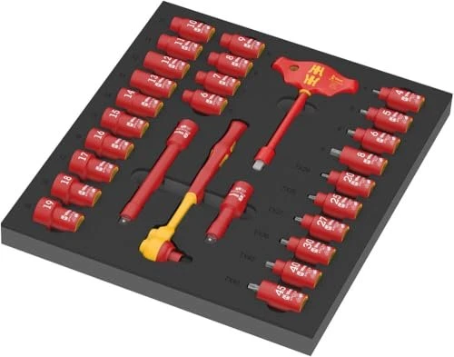 Wera Kraftform Kompakt 9726 Schaumstoffeinlage 8007 B VDE Zyklop VDE Knarre Set 1 Steckschlüsselsatz, 28-tlg.