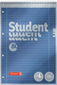 Brunnen Student Premium Collegeblock für Linkshänder, A4, Lineatur 27, blau metallic, 80 Blatt, 5er-Pack