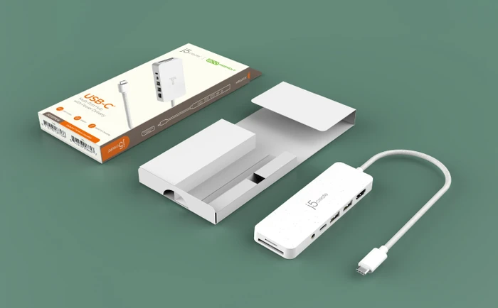 j5create Eco-Friendly 7-in1 USB-C Multi-Port Hub with Power Delivery rosa, USB-C 3.0 [Stecker]