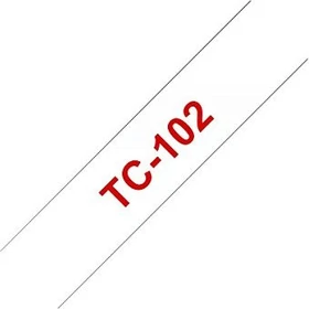 Brother TC-102 Beschriftungsband, 12mm, rot/transparent