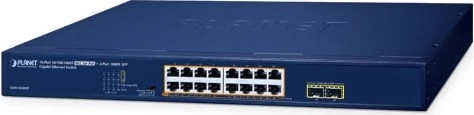 Planet GSW Rackmount Gigabit Switch, 16x RJ-45, 2x SFP, 250W PoE+