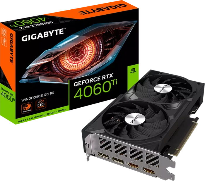 GIGABYTE GeForce RTX 4060 Ti Windforce OC 8G, 8GB GDDR6, 2x HDMI, 2x DP