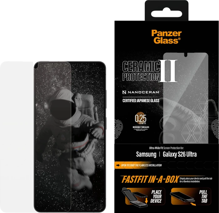 PanzerGlass Ceramic Displayschutz Ultra-Wide Fit mit FastFit In-A-Box fürSamsung Galaxy S26 Ultra