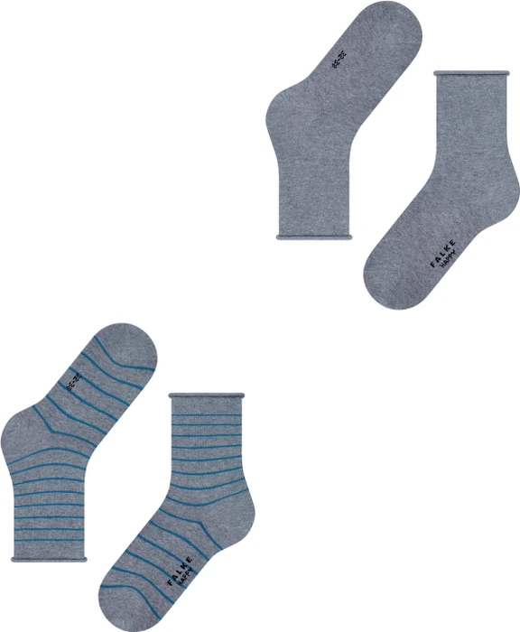 Falke Happy Stripe Socken light greymel., 2 Paare (Damen)