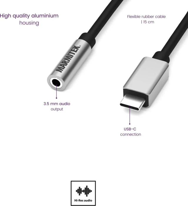 Marmitek USB-C auf 3.5mm-Klinke Audio Adapter