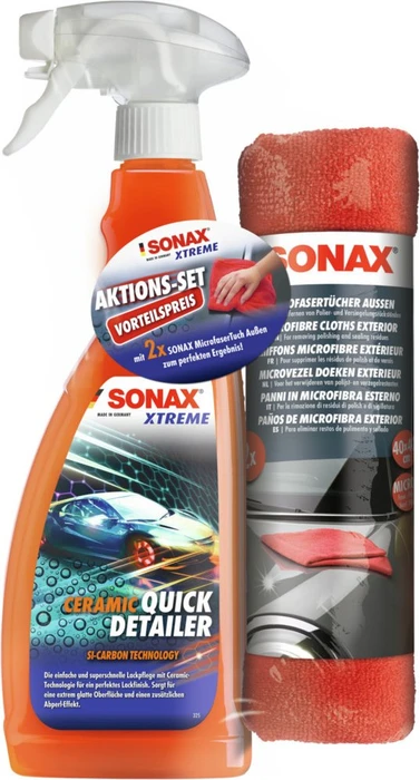 Sonax Xtreme Ceramic QuickDetailer mit MicrofaserTücher Außen AktionsSet 750ml