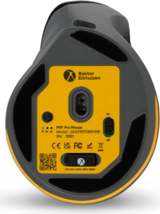 BakkerElkhuizen PRF Pro 3-Mode Vertical Mouse, grau/schwarz, USB/Bluetooth