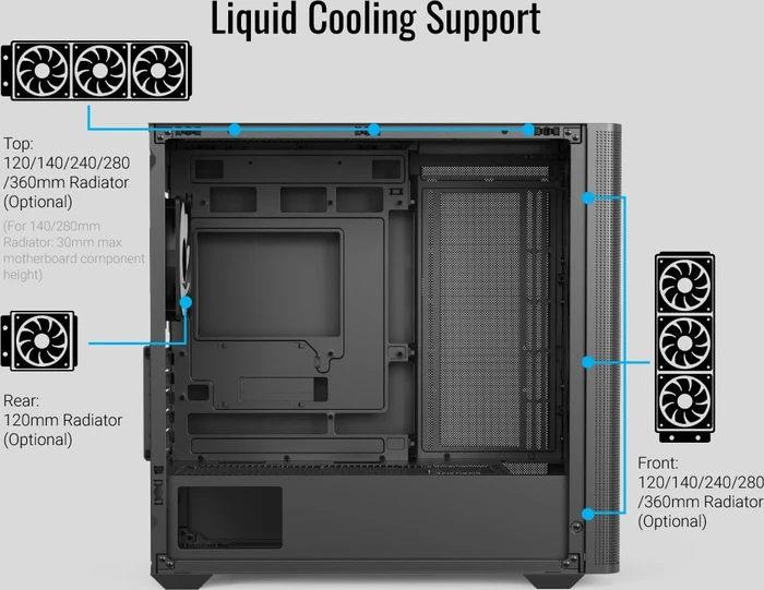 AeroCool D301A Black, inkl. 4x Lüfter, Lüfter LED ARGB, Glasfenster