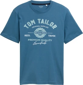 Tom Tailor Logo-Print T-Shirt kurzarm real teal blue (Herren)