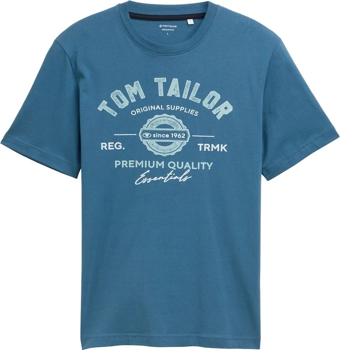 Tom Tailor Logo-Print T-Shirt kurzarm real teal blue (Herren)