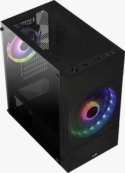 AeroCool Atomic Lite [V1], Lüfter LED Fixed RGB, Glasfenster