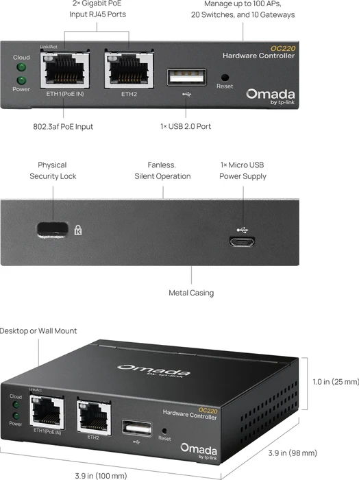 TP-Link Omada Cloud Controller OC220, WLAN Controller, Hardware Controller