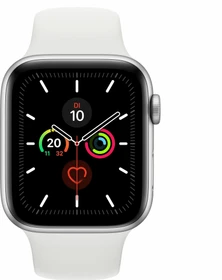 Apple Watch Series 5 (GPS + Cellular) 44mm Aluminium silber mit Sportarmband weiß