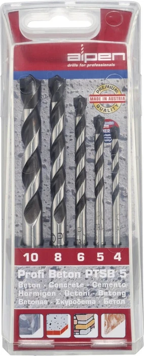 Alpen Profi Beton PTSB 5 Betonbohrer-Sortiment inkl. Werkzeugbox, 5-tlg.