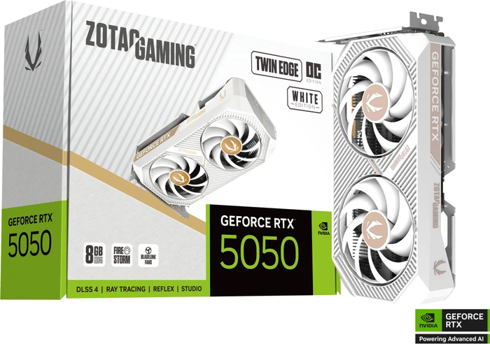 Zotac Gaming GeForce RTX 5050 Twin Edge OC White Edition, 8GB GDDR6, HDMI, 3x DP