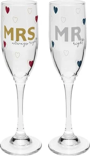 Sheepworld Mr right & Mrs always right Sektglas, 2 Stück