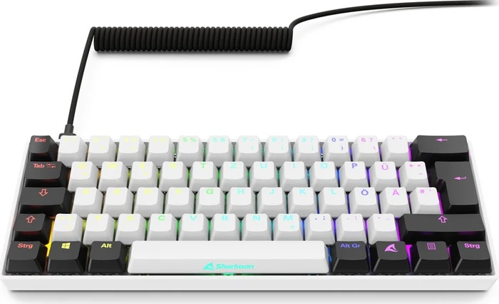 Sharkoon Skiller SGK50 S4 Gen2, White, LEDs RGB, hot-swap, Gateron YELLOW, USB, DE