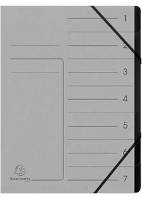Exacompta Ordnungsmappe mit Gummizug, 7 Fächer, A4, grau
