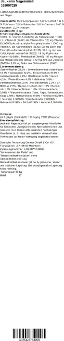 Deuka deukanin, Nagermüsli, Zwergkaninchen, Meerschweinchen, Hamstern, 20kg