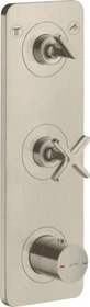 Hansgrohe Axor Citterio E Thermostatmodul 380/120 Kontrollfeld mit Platte für 2 Verbraucher brushed nickel