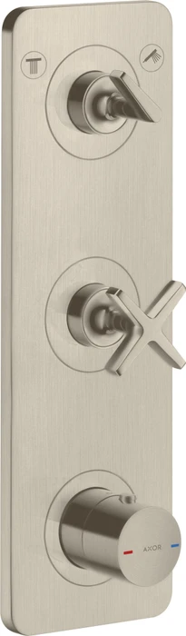 Hansgrohe Axor Citterio E Thermostatmodul 380/120 Kontrollfeld mit Platte für 2 Verbraucher brushed nickel