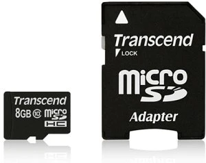 Transcend 8GB micro SDHC Card Class 10 inkl SD Adapter Image