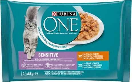 Purina One Sensitive mit Huhn und Karotten, 340g (4x 85g)