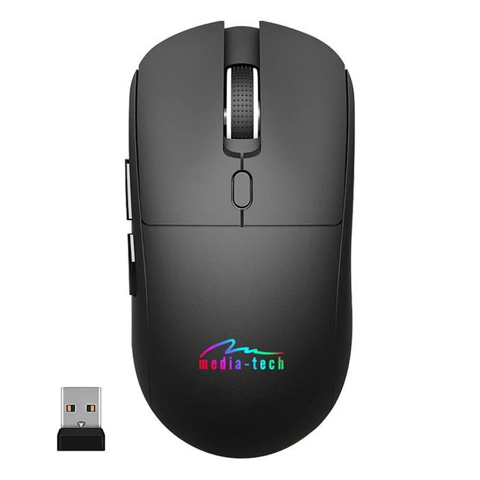 Media-Tech MT1124 2-in-1 Silent & Recharge Wireless Mouse, schwarz, USB/Bluetooth