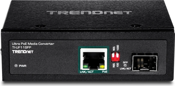 TRENDnet TI-UF11SFP Industrial Media Converter, RJ-45, SFP, PoE++