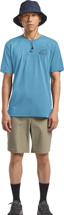 Jack Wolfskin Vonnan Graphic Funktionsshirt kurzarm peak trail sky blue (Herren)