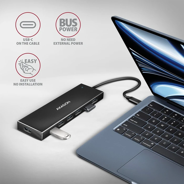 Axagon USB-Hub, 7x USB-A 3.0, USB-C 3.0 [Stecker]