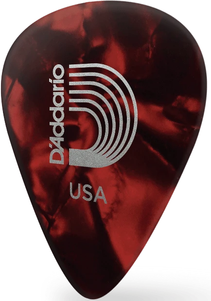 D'Addario Classic Celluloid Pick, Red Pearl, Heavy Gauge (1.0mm), 10-Pack