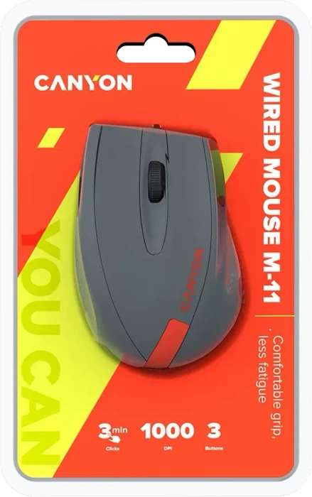 Canyon M-11 Wired Mouse, grau/rot, USB