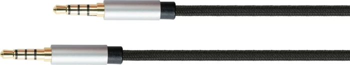 Python Audio Kabel, 3.5mm Klinke [Stecker] auf 3.5mm Klinke [Stecker], 4-polig, Textilmantel, schwarz, 1m