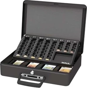 Maul Geldkassette mit Euro-Zähleinsatz Geldkassette, schwarz, Schlüsselschloss