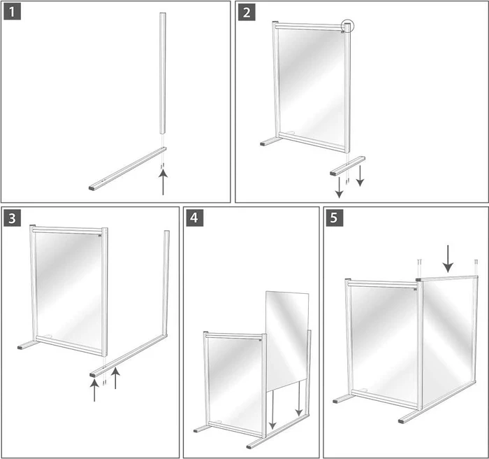 Nobo Premium Plus Erweiterung Schreibtisch-Trennwand aus Acryl, transparent/silber, 80x100cm