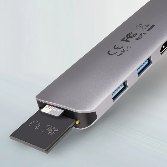 Axagon USB-Hub, Dual-Slot-Cardreader, 2x USB-A 3.0, USB-C 3.0 [Stecker]
