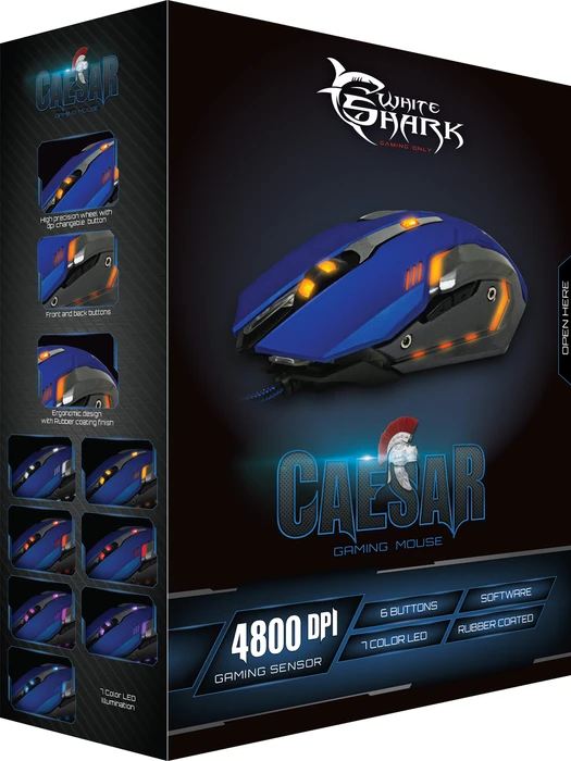 White Shark Caesar Gaming Mouse blau, USB