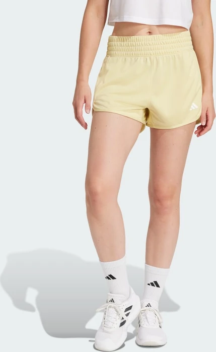 adidas Pacer Essentials Knit High-Rise Shorts powder yellow/white (Damen)