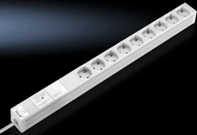 Rittal Steckdosenleiste, 9-fach, inkl. Anschlusskabel, ohne Stecker, 2m, grau