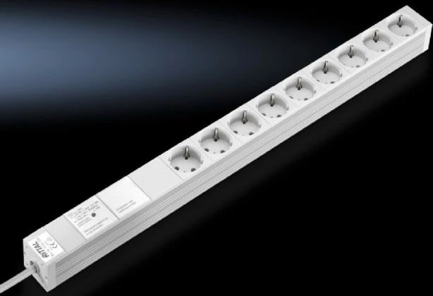 Rittal Steckdosenleiste, 9-fach, inkl. Anschlusskabel, ohne Stecker, 2m, grau