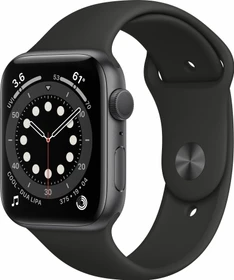Apple Watch Series 6 (GPS) 44mm Aluminium space grau mit Sportarmband schwarz