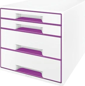 Leitz Wow Cube Schubladenbox, 4 Schubladen, weiß/violett