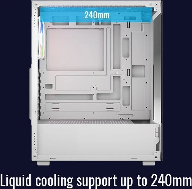 AeroCool Pivot White, inkl. 1x Lüfter, Lüfter LED ARGB, Glasfenster