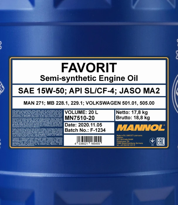 Mannol Favorit 15W-50 20l