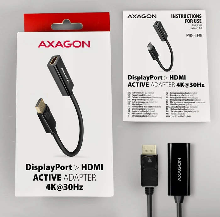 Axagon DisplayPort 1.2/HDMI 1.4b Adapterkabel schwarz, 0.15m